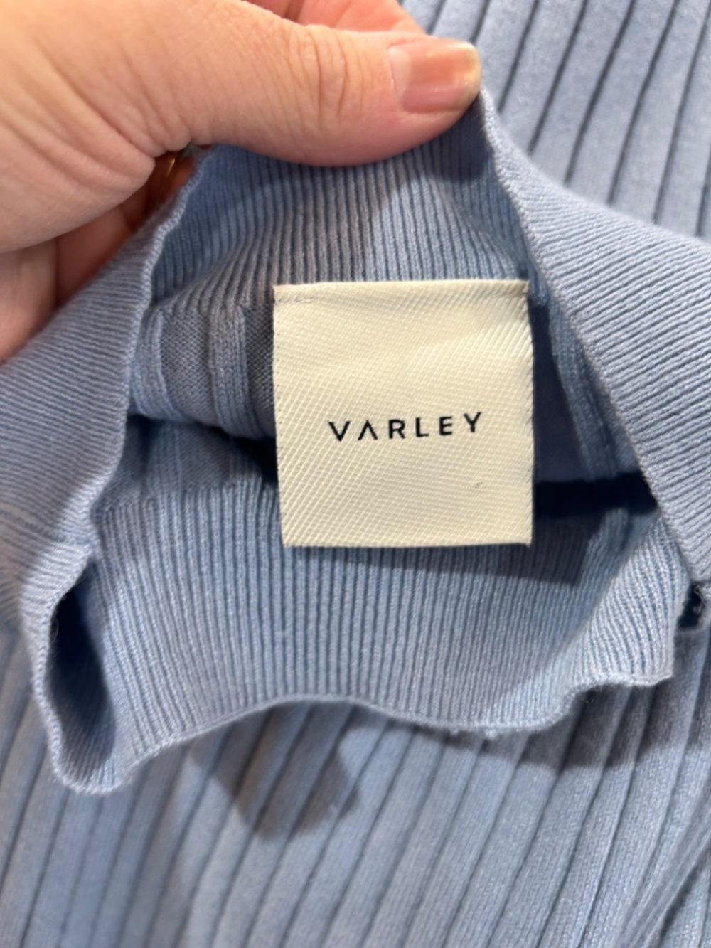 NWOT VARLEY Maeve Ribbed Knit Midi Dress in Ashley Blue Size XL New without tag - Picture 3 of 5